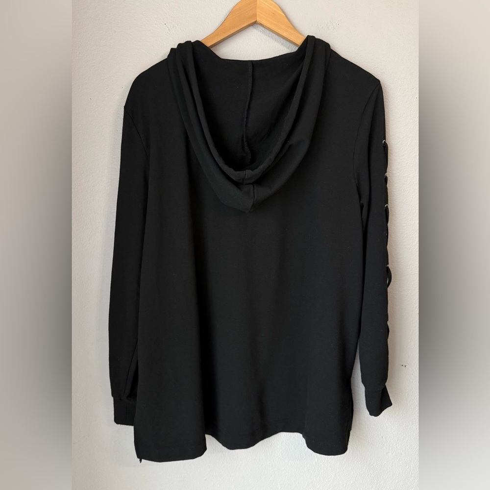 The Sweatshirt Project Black Hoodie Lace Up Long Sleeves Womens Size XL - Picture 4 of 4